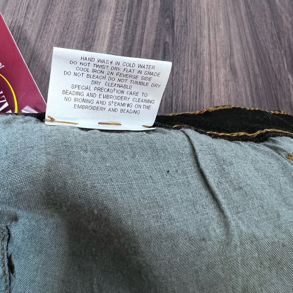 AZITA Jeans Bootcut Flare Embellished Bling Dark Wash Western Jeans. SZ: 12 - Picture 11 of 14